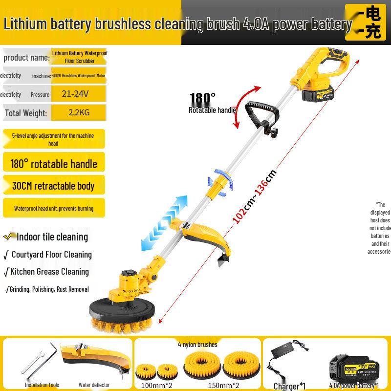 Electric Outdoor Courtyard Floor Scrubber: High-Power, Multi-Functional Cleaning Brush