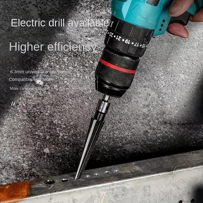 3-13/5-16 mm T Handle Taper Reamer Set,6 Fluted Chamfer Reaming Guitar Bridge Pin Hole Handle Tapered Reamers Woodworker Tool