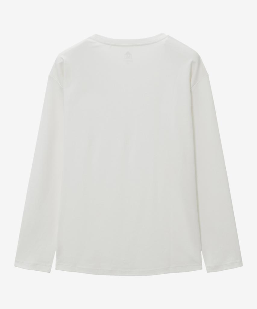 BASIC HOUSE Women'S 40-Count Relaxed Fit Crew Neck Long Sleeve T-Shirt Ivory Lats0207