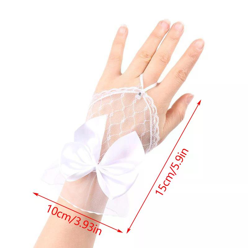 1 Paar Fotografie Spitze Netz Hohl Schleife Handschuhe Nägel Zubehör Kurze Fingerlose Ärmel Dekoration Nagelgel Nagellack Anzeige
