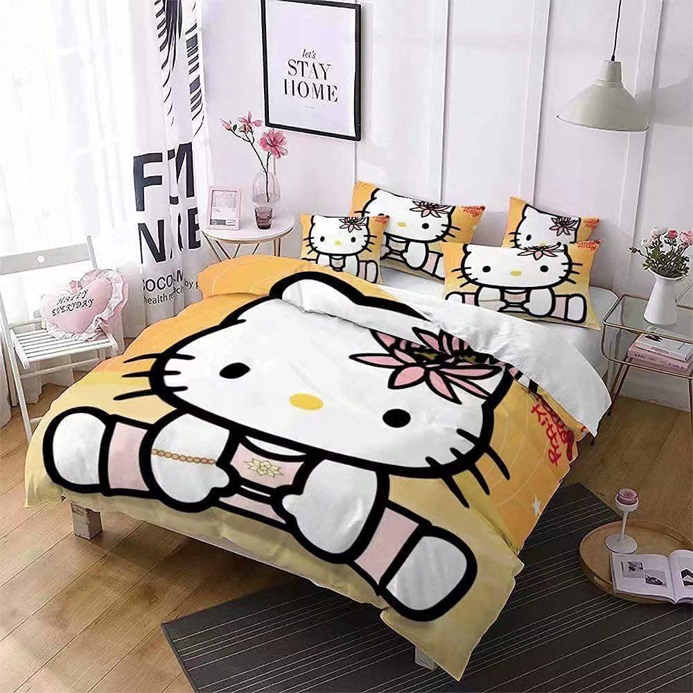 Kids' Three-piece Bedding Set - Cartoon 3d Digital Print Duvet Cover and Pillowcase Set