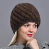 Winter Dames Nerts Bont Hoeden Bont Gebreide Muts Modieuze Fluffy Dames Echte Bont Muts Vrouwelijke Zwarte Bont Mutsen