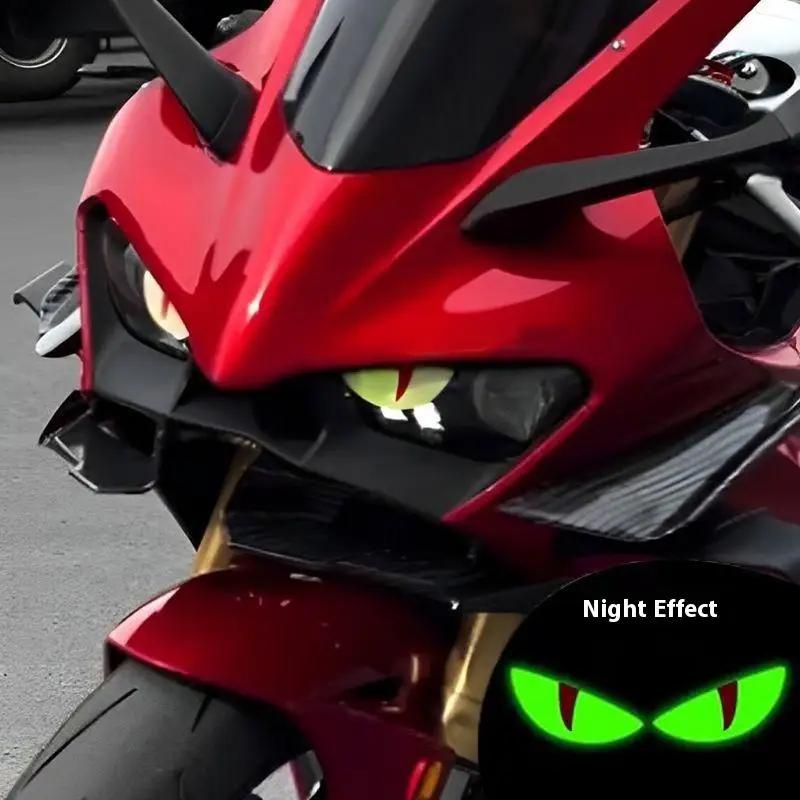 Svítící 3D Design Démonického Oka Kočičího Oka Motocyklová Samolepka Svítící Samolepka na Světlomet Pro Dekoraci Skútrů