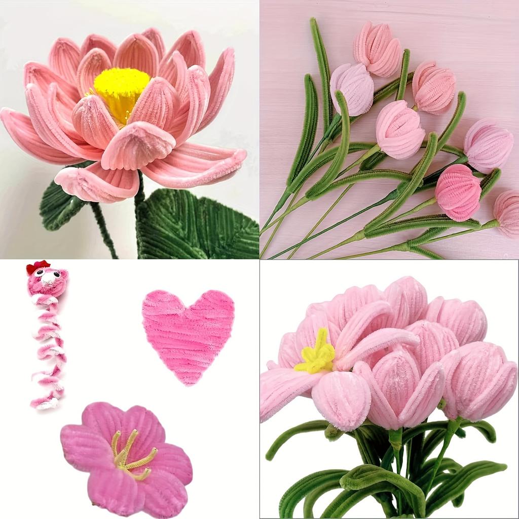 300 Pieces Pipe Cleaner Craft Set 3 Assorted Colors, Thick Chenille Stem Pipe Cleaners for DIY Craft Flower Projects Holiday