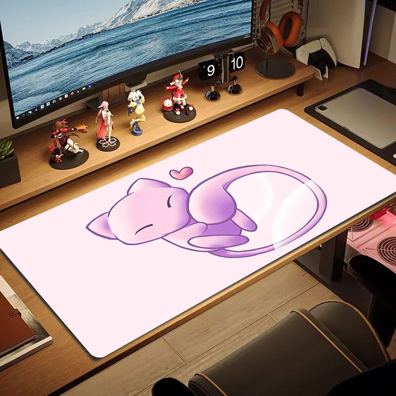 Mew Cartoon Mouse Pad, Large Gaming Desk Mat, Non-slip XXL Mousepad for Laptop & Tablet, Mini PC Playmat with Stitched Edges