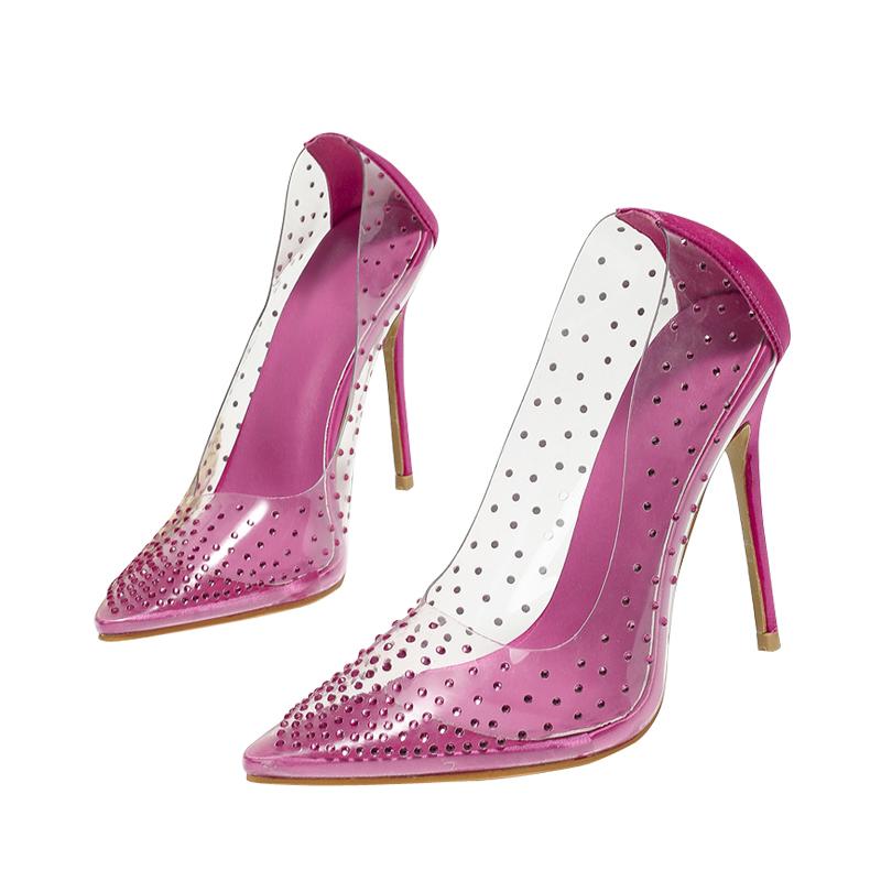 

Liyke Новые модные прозрачные женские туфли-лодочки из ПВХ с кристальным принтом, сексуальные туфли с острым носком для свадьбы, выпускного вечера, босоножки на высоком каблуке, женские 35