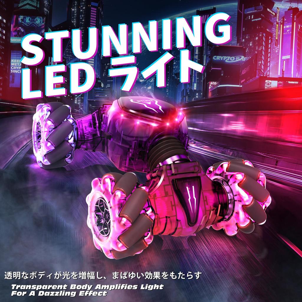 Tecnock RC Car for Gesture USB Remote Control 4WD LED Birthday Gift for Adults Kids, Control, 360° Rotation, 4WD, Double-Sided Driving, Charging, Car,