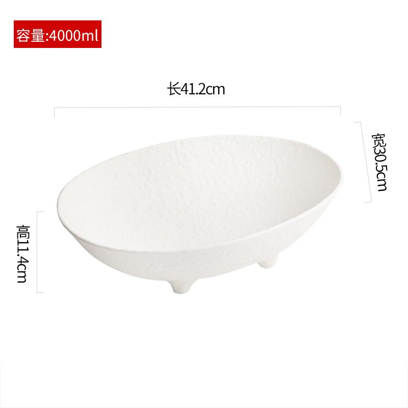 Plateau à fruits à quatre pieds en céramique à motifs de pierre mate, assiette à salade ovale, assiette profonde, assiette à bonbons et noix, vaisselle créative pour la maison