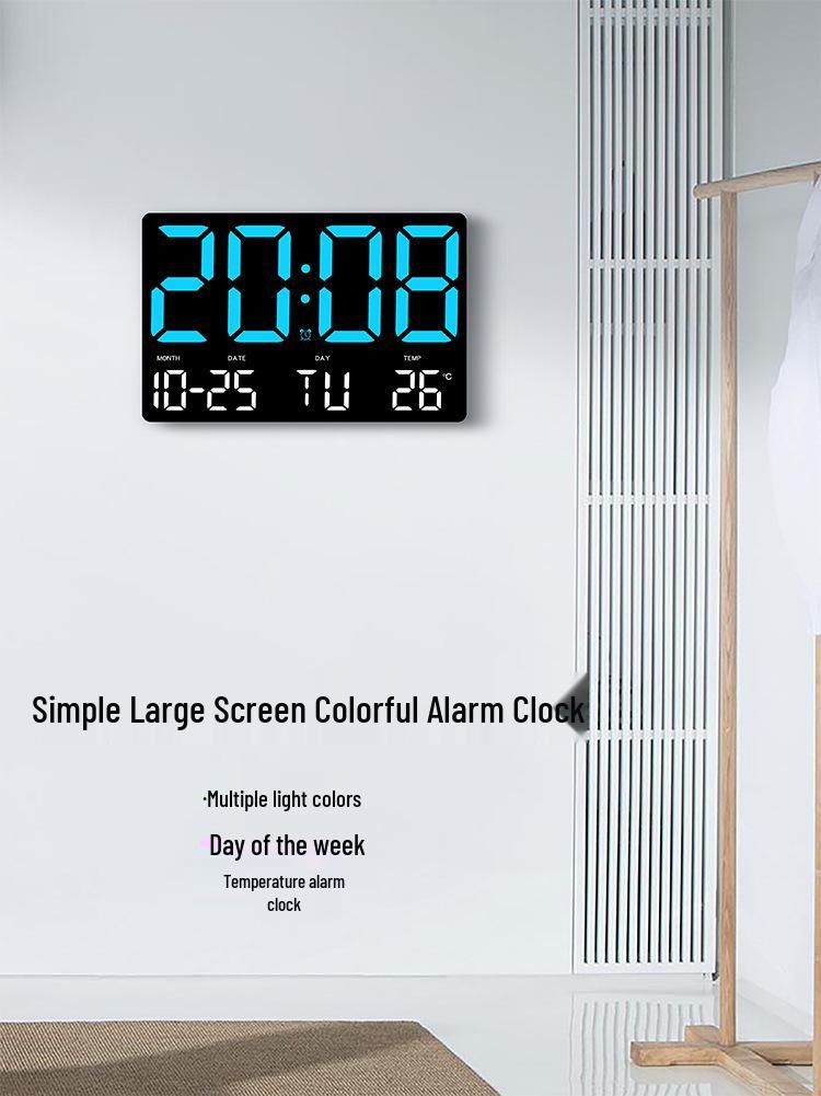 Multifunctional Large Screen Clock: Wall & Tabletop Use, Simple Style for Living Room with Alarm 0717