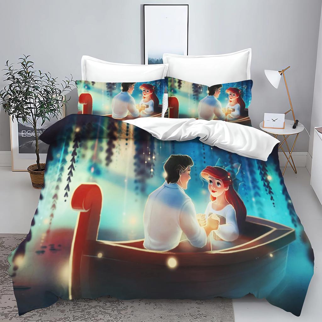 Mermaid Princess Ariel Bedroom 3-Piece Set Duvet Cover Set Bedding 3D Children'S Bedding Comforter Sets Queen Twin Home Anime
