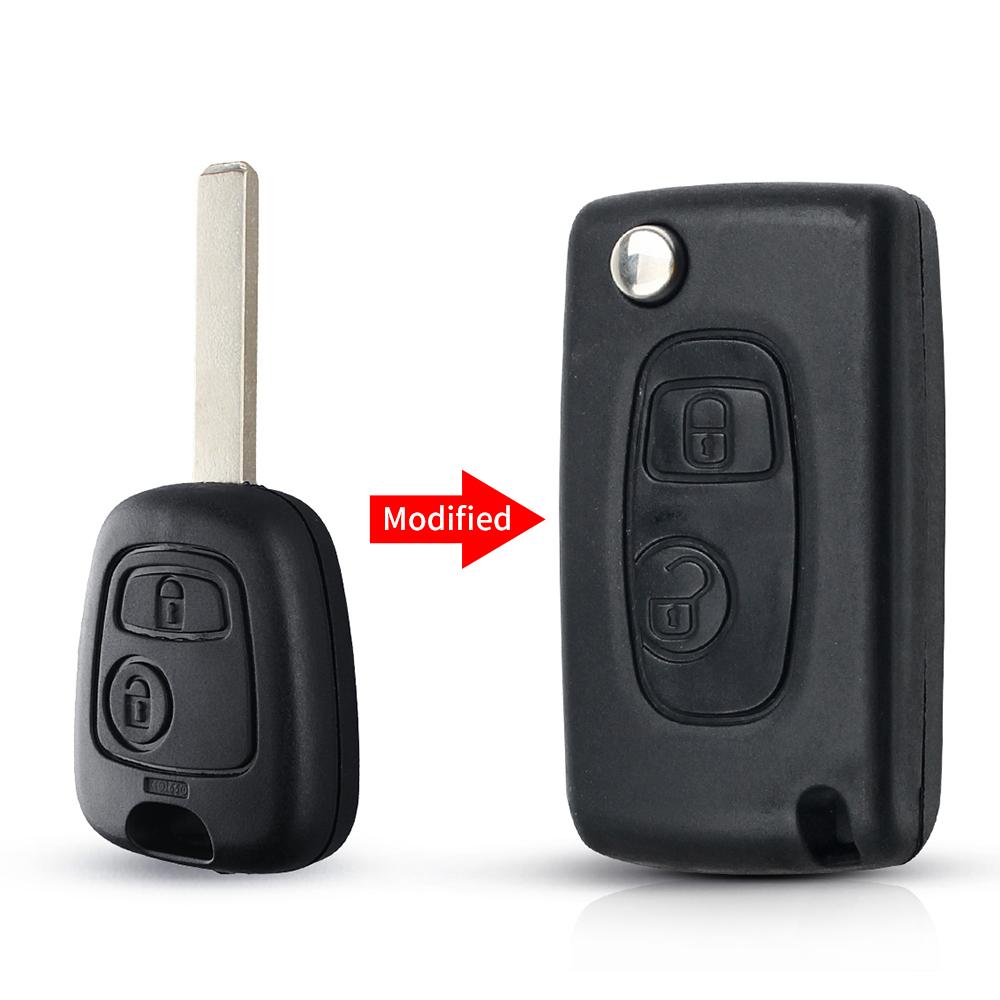 Modified Flip Folding Car Key Shell For Peugeot 307 107 207 407 Citroen C2 C3 Xsara Remote 2 Button Key Case Hu83 Blade