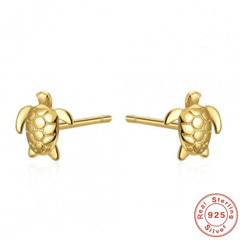 S925 Sterling Silver Fun Mini Turtle Angel Eye Stud Earrings Niche Design Sense Simple And Convenient Earrings Women