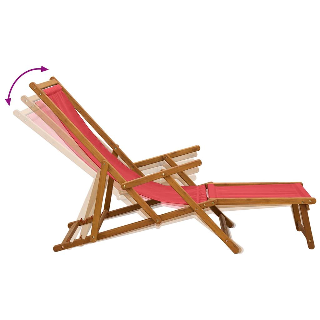 Foldable Sun Lounger 3 Positions Solid Eucalyptus Wood Red