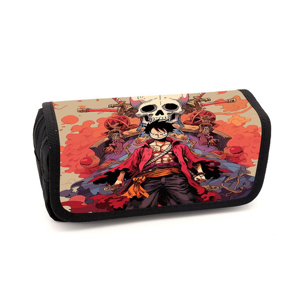 One Piece Anime Flip Pencil Case Large Capacity Multi Layer Durable Unisex Stationery Storage For Kids Boys And Girls Ages 6-10