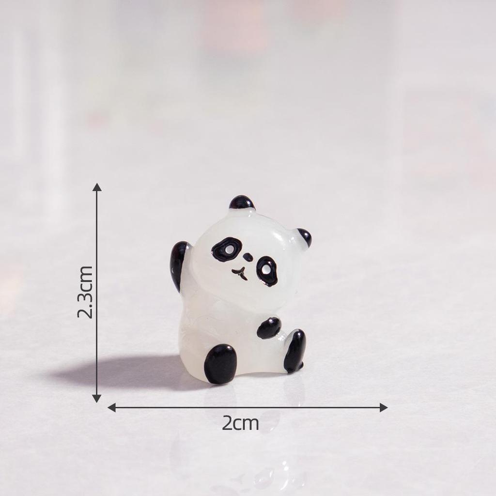 Luminous Panda Resin Ornament: Cute Micro Landscape Decor for Car Dashboard or Desktop