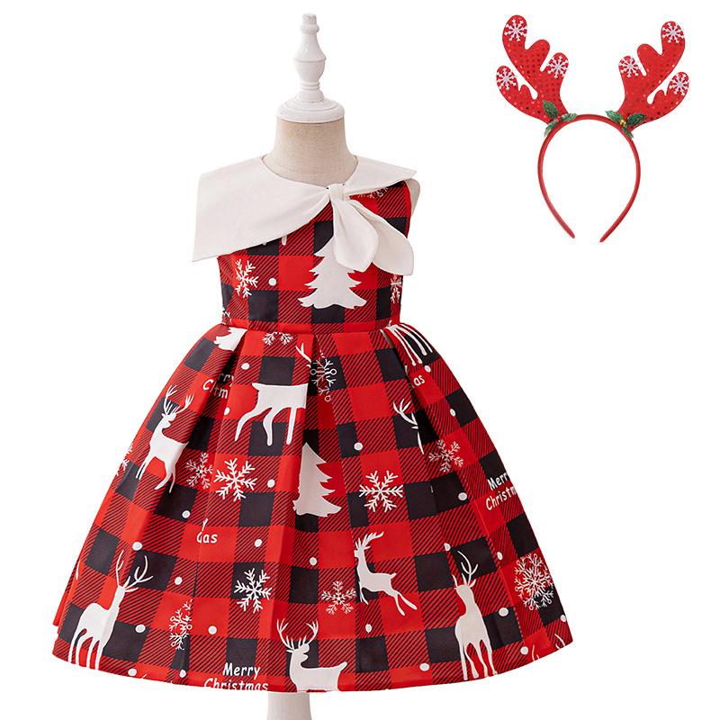Girls Dress Santa Claus Snowflake Skirt Children's Skirt Cartoon Princess Dress Christmas Costumes