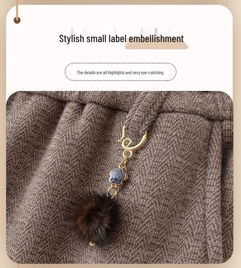 Mid-aged and Elderly Women's Fleece-Lined Straight Leg Pants - Elastic Waist, Autumn/Winter Casual Wear