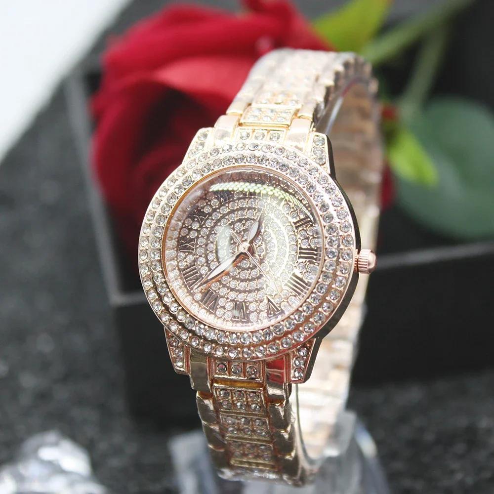 5pcs Set Watches for Women Stainless Steel Bracelets Simple Light Luxury Quartz Watch for Outdoor Travel Include Box