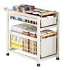 Double Layers Pull-Out Cabinet Organizer Storage Shelf with Handle Large Capacity Kitchen Bathroom Storage Organizer with Sliding Drawer
