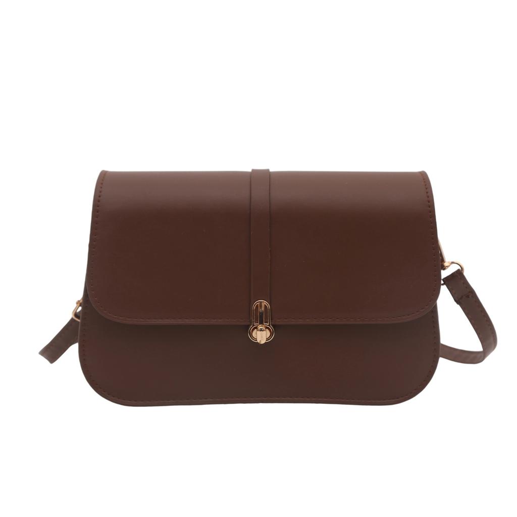 Retro solid color shoulder bag texture PU women's bag autumn new small square bag trend niche versatile messenger bag