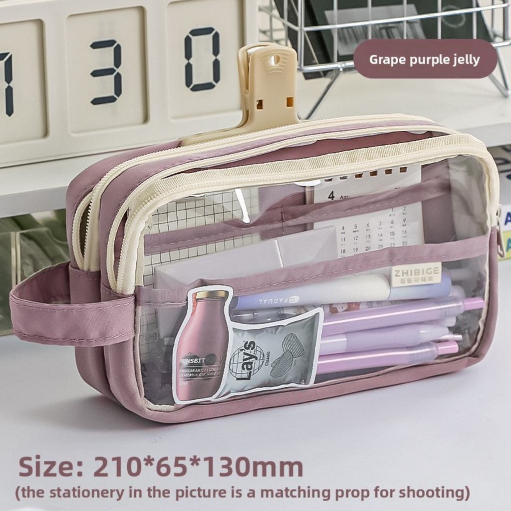 Trousse à crayons transparente de grande capacité pour filles, élèves de l'école élémentaire, sac à fournitures simple pour élèves du primaire et du secondaire