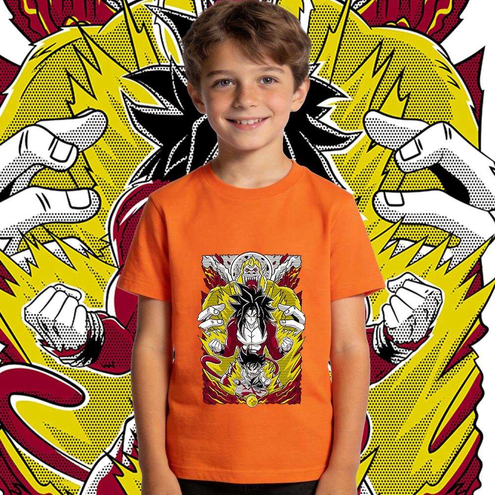 DBZ Goku SSJ4 Anime Print Cotton T Shirt for Kids Boys Girls Casual Summer Short Sleeve