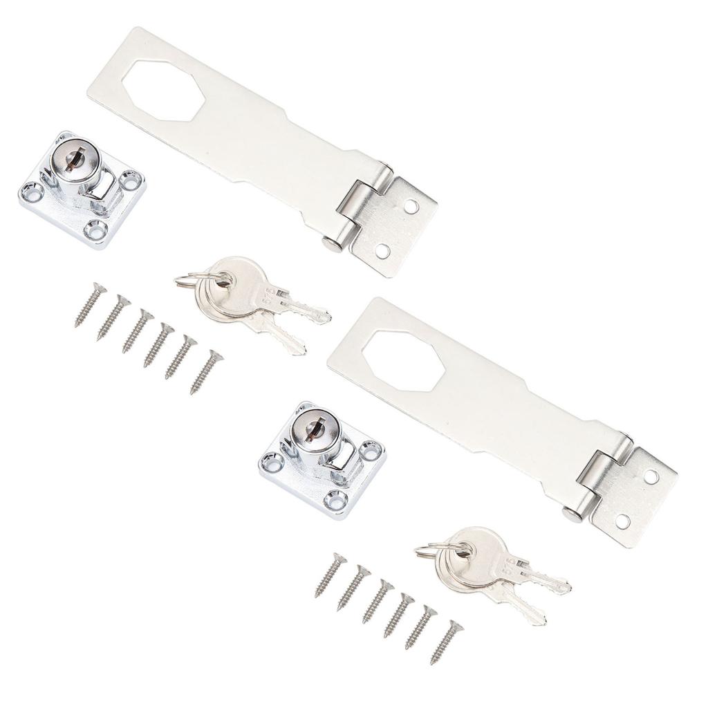 2PCS Keyed Hasp Locks 201 Stainless Steel Zinc Alloy Twist Knob Catch Latch Safety Lock for Cabinets Doors Silver