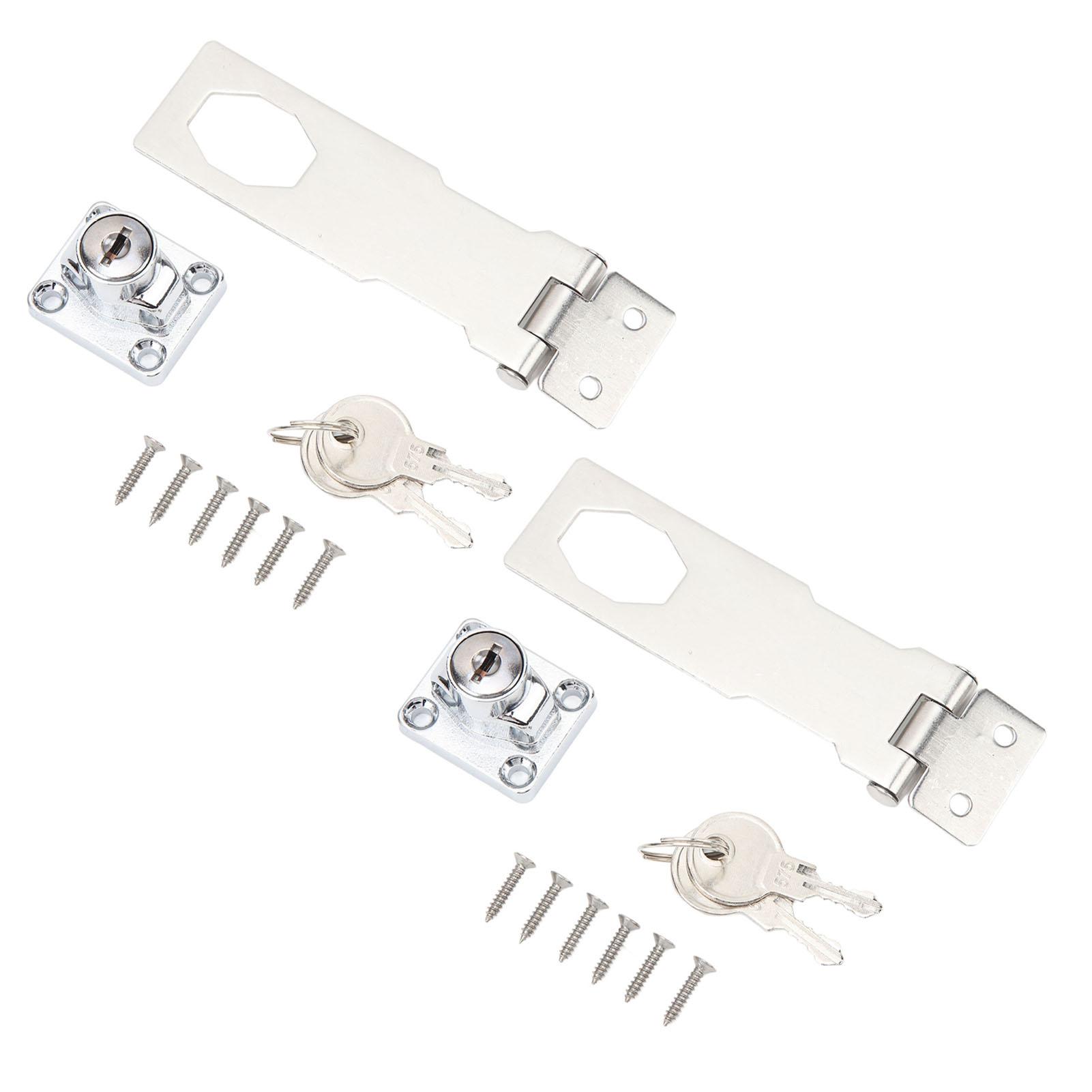 

2PCS Keyed Hasp Locks 201 Stainless Steel Zinc Alloy Twist Knob Catch Latch Safety Lock for Cabinets Doors Silver