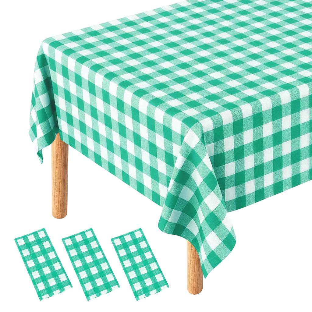 3pcs Gingham Table Cloths 54 X 108" Rectangle Plastic Tablecloth Waterproof Table Cover for Dining Birthday Party Kitchen Picnic