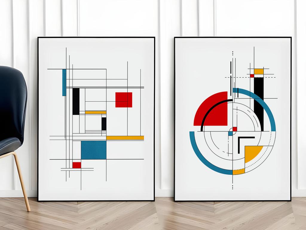 Set of Two Posters Geometry Mondrian