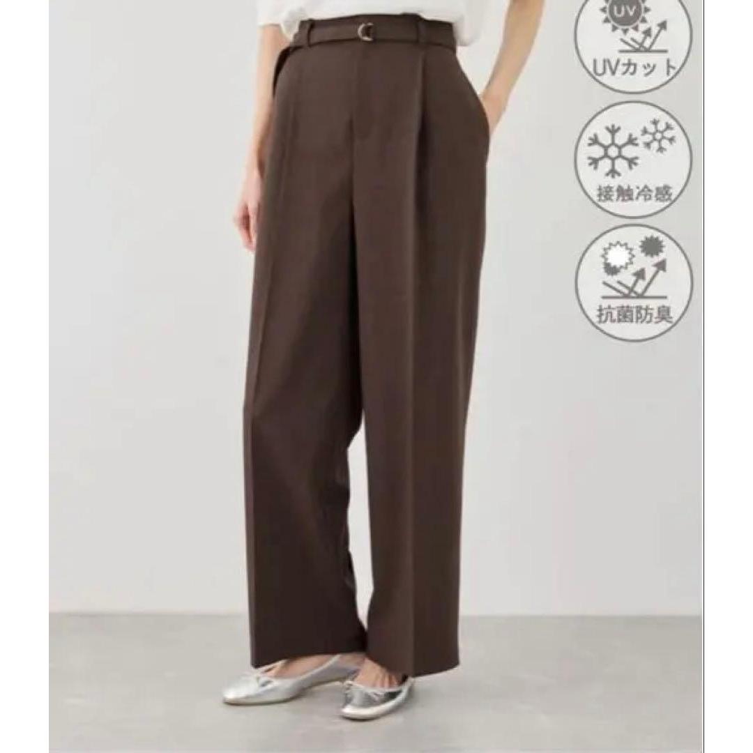 Wide pants with canapa belt Brown L Rope Picnic UV antibacterial and deodorizing new