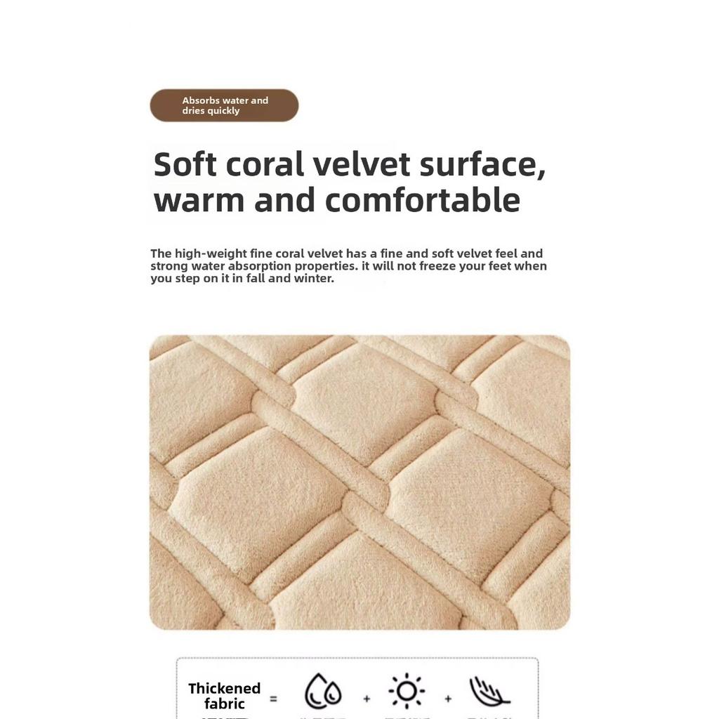 40*60cm Dywanik Koralowy Polarowy do Kąpieli, Antypoślizgowy Spód Można Prać w Pralkce Niski Włos Płaski Podłużny Kształt Miękki Komfort Mata Łazienkowa z Doskonałą Chłonnością