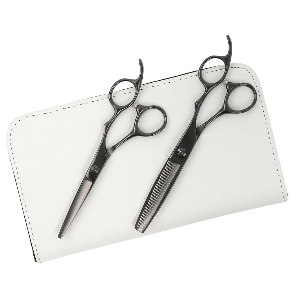 DEEDS GTZ Black Titanium Scissors and 630CT Thinning Scissors Approximately Thinning with Dedicated Case Set Professional Scissors for Hairdressers