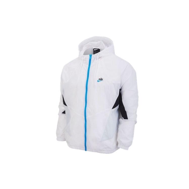 Men s Nike Colorblock Logo Printing Hooded Zipper Jacket White DB5172-100 M