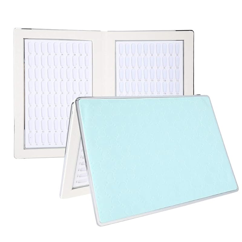 Nail Display Chart, 160 Slots Nail Gel Polish Organizer Color Card Nail Polish Color Display Chart Book Nail Swatch Book Nail Art Practice Card(Blue)