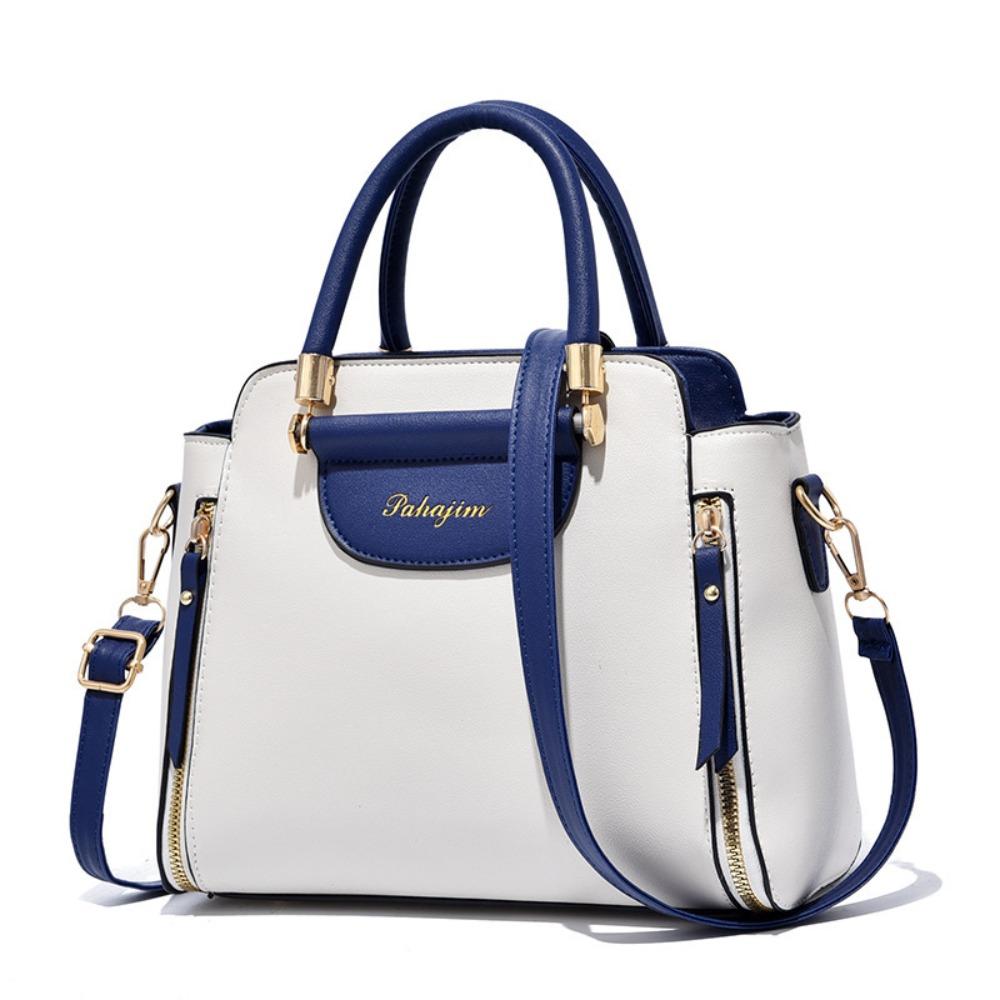 Fashion PU Women Bag Elegant Hit Color Handheld Bag Large Capacity Shoulder Bag All-Match