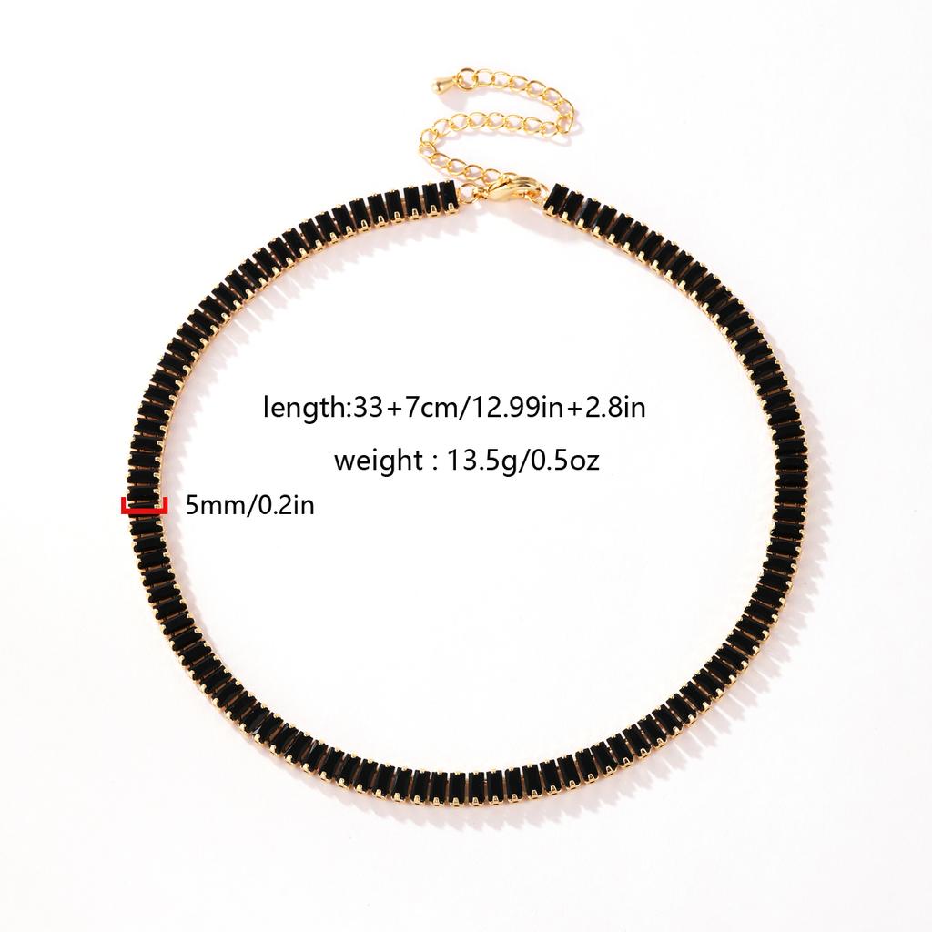 HipHop Black Crystal Iced Out Cubic Zirconia Tennis Necklace For Women 18K Gold Plated Hippie Bridesmaid Jewelry