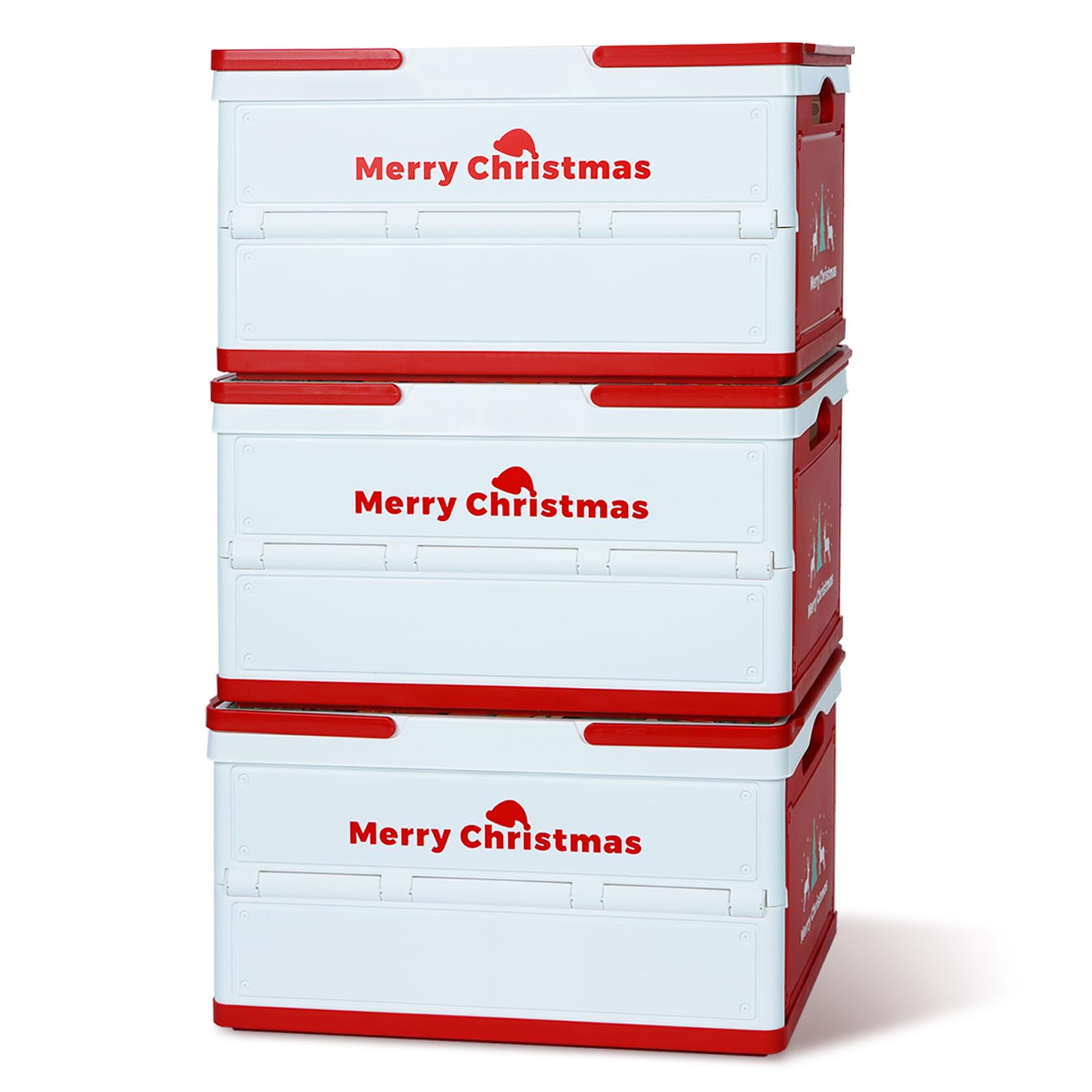 

UHAPEER Складное хранение 90 л с деревянным контейнером для хранения рождественских украшений, двойной контейнер для рождественского хранения, легкий, большой вместимости для Рождества