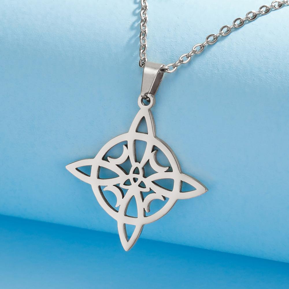 Dawapara Witch Knot Necklace Celtics Good Luck Irish Jewelry Stainless Steel Wiccan Vintage Wealth Amulet Women Necklace