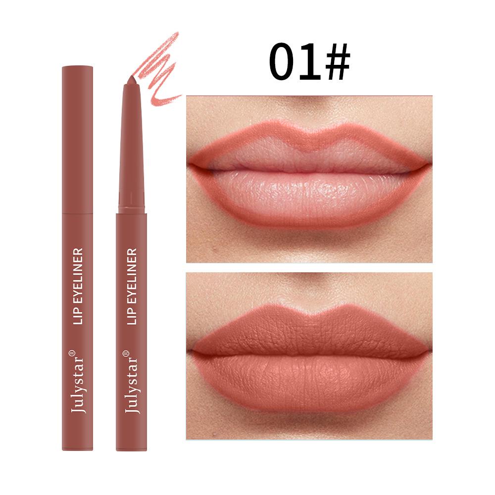 Pink Waterproof Automatic Matte Lip Liner - Smudge-Proof Lipstick Pencil