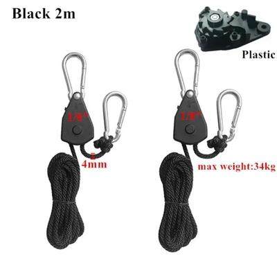 2pcs 1/8 Inch Or 1/4 Inch Adjustable Lanyard Hanging for Tent Fan Grow Plant Lamp Pulley Ropes Pulley Lifting Pulley Hook
