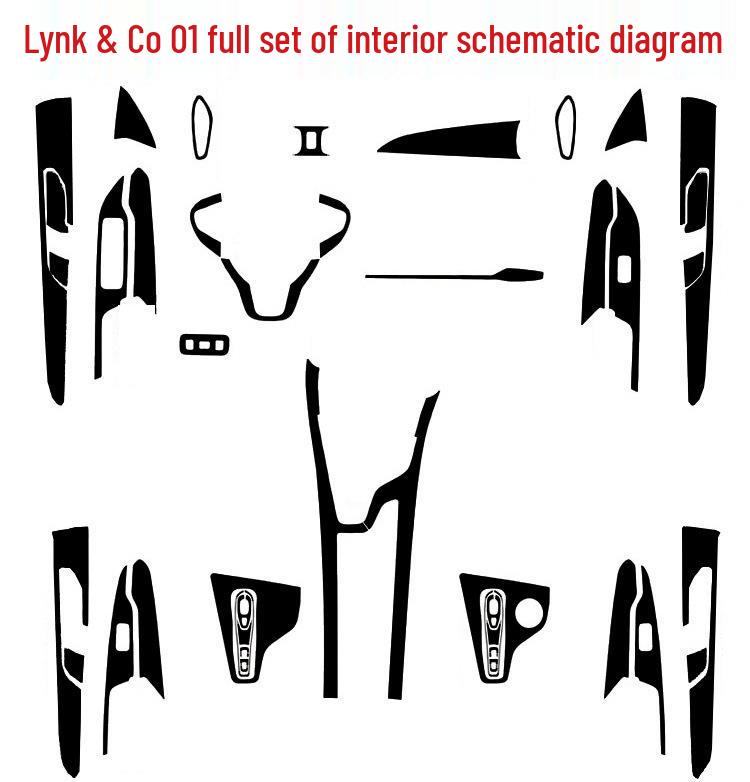 Lynk & Co 01 Interior Decals: Shift Lever & Window Lift Panel Decorations
