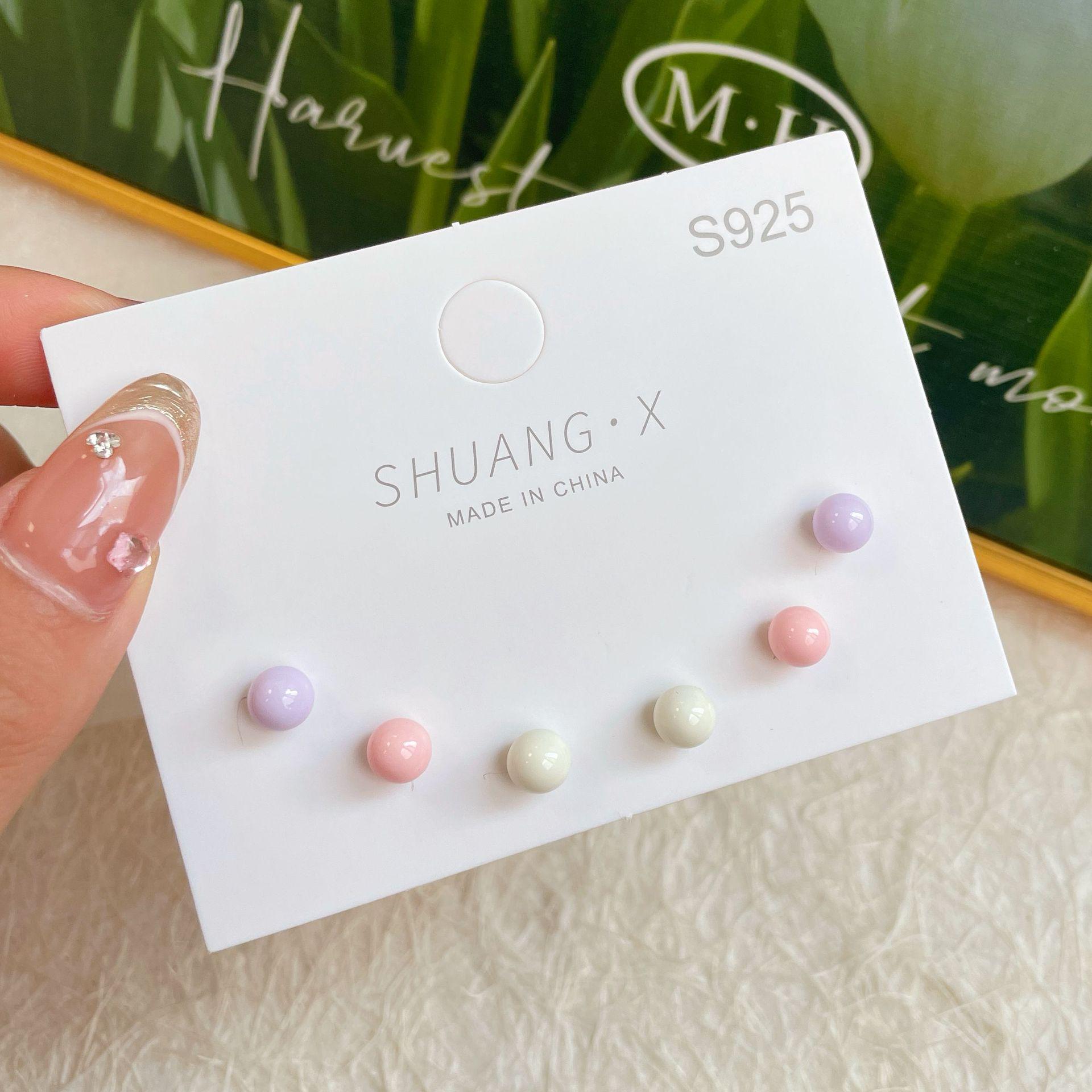 

Набор сережек в виде разноцветных конфетных бобов - 6 мм, летняя свежесть, серебряные иглы, простая повседневная одежда для женщин