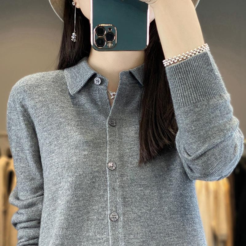 Women's Cashmere Cardigan Qinghe Cashmere 30% Cashmere 70% Wool Women's Autumn and Winter Cashmere Cardigan Soft and Warm