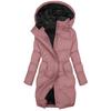 Women's Fashion Solid Color Long Sleeved Hooded Long Zipper Cotton Jacket Warm Coat Down Jacket