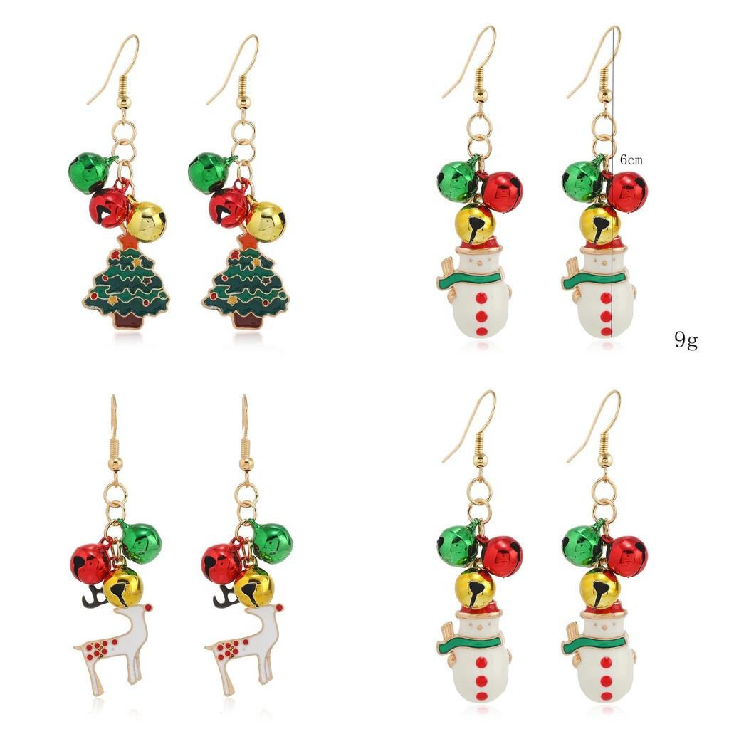 Christmas Tree Snowflake Bell Earrings For Women Holiday Party Decor