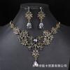 Fashion Necklace And Earrings Set - Leaf And Droplet Wedding Set - Bride's Jewelry Set