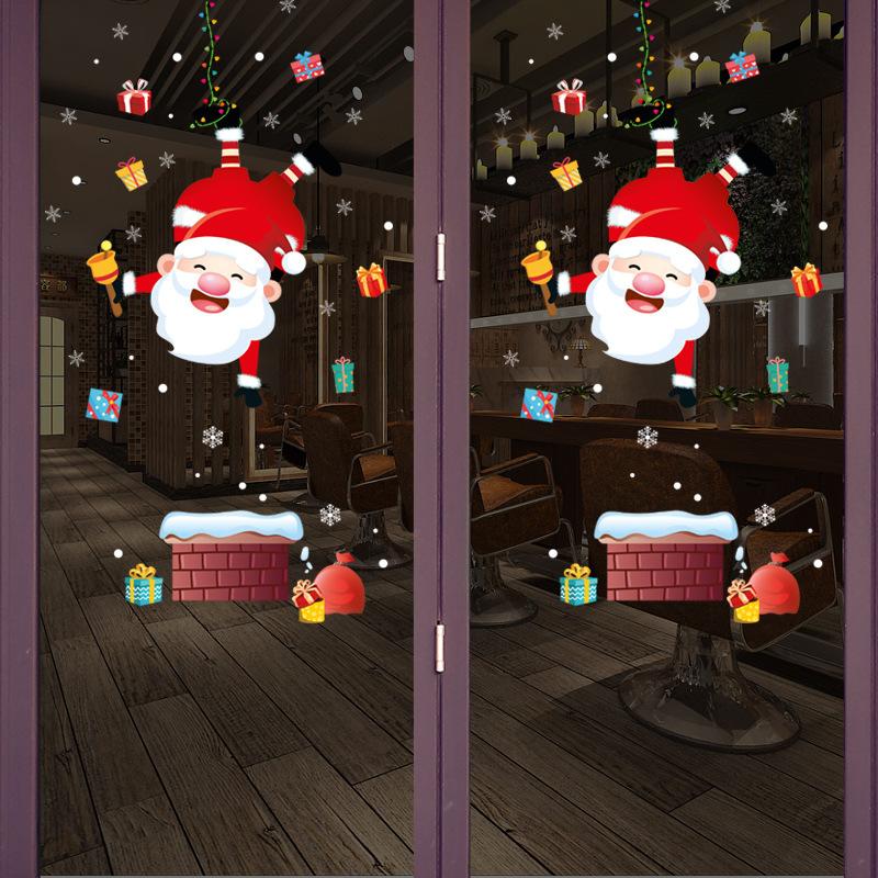 Christmas Stickers, Santa Claus Tree, Christmas Window Stickers, Party Window Display, Glass Stickers, Static Wall Stickers