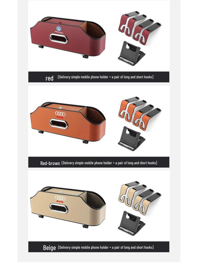 Anpassbarer Auto-Rücksitz-Organizer mit Taschentuchbox, Getränkehalter und Müllbeutel