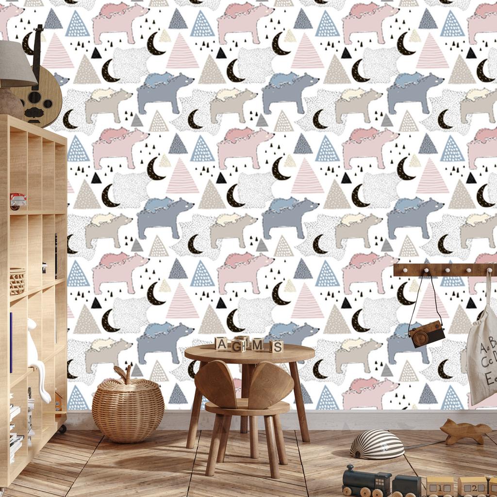Teddy bears in the mountains wallpaper for living room and bedroom 50x1000
